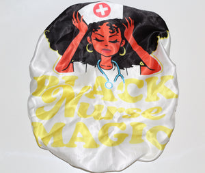 Black Nurse Magic Adjustable Satin Bonnet (Adult)